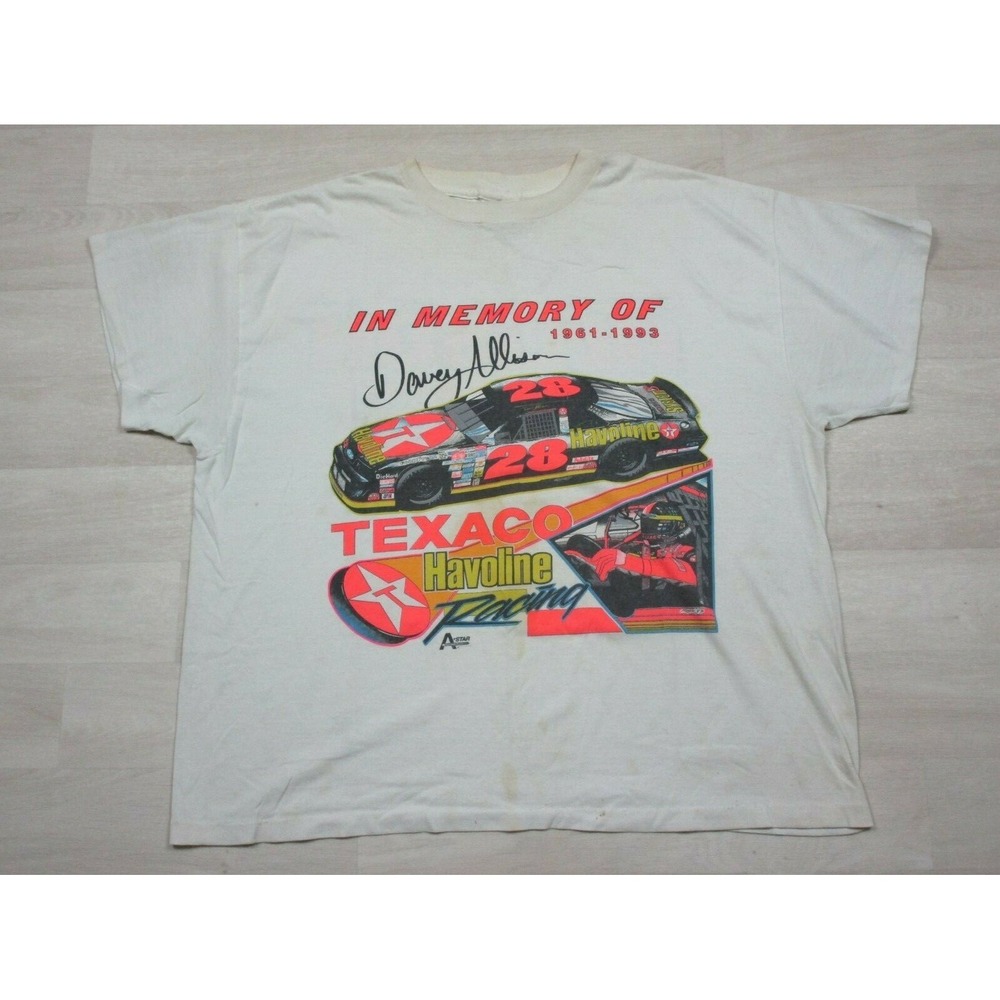 Vintage Davey Allison Memorial T Shirt Nascar Rap Tee 1990's Single Stitched